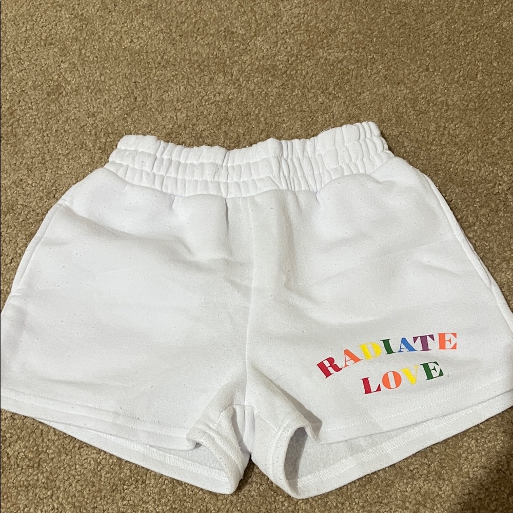 White 'Radiate Love' Cotton Lounge Shorts